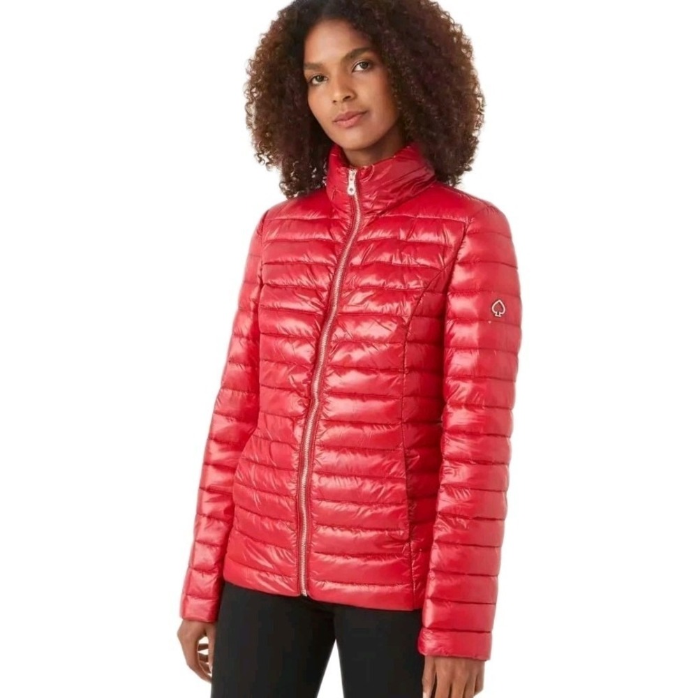 Kate Spade Jacket Womens Medium Red Full Zip Puffer Packable